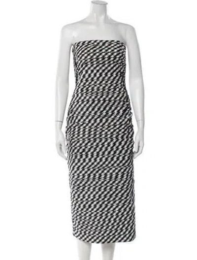 Pre-owned Bernadette Plaid Print Midi Length Dress In Black/white