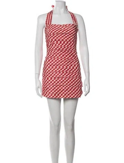 Pre-owned Bernadette Plaid Print Mini Dress In Red