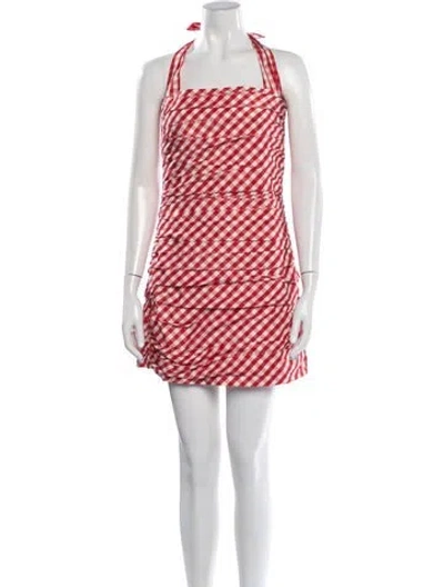 Pre-owned Bernadette Plaid Print Mini Dress In Red