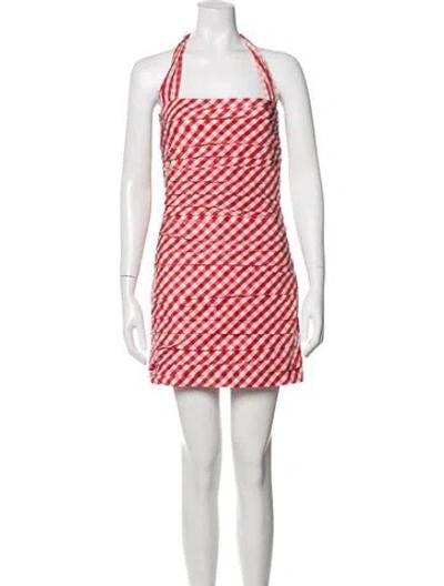 Pre-owned Bernadette Plaid Print Mini Dress In Red