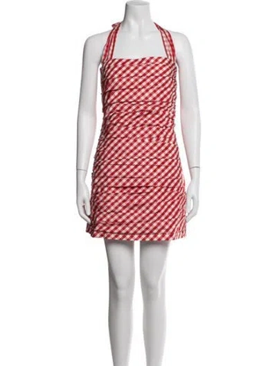 Pre-owned Bernadette Plaid Print Mini Dress W/ Tags In Red