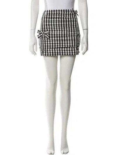 Pre-owned Bernadette Plaid Print Mini Skirt In White