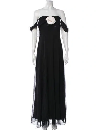 Pre-owned Bernadette Polka Dot Print Long Dress In Black