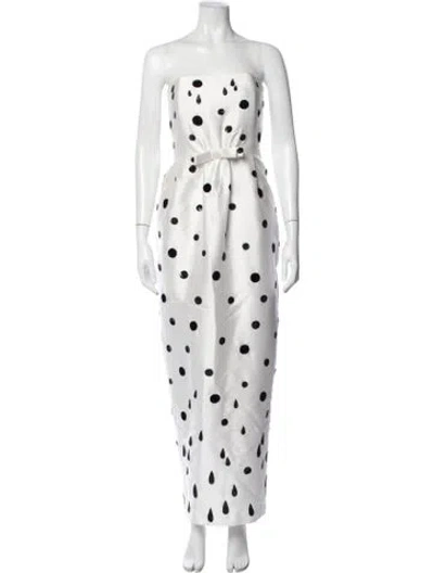 Pre-owned Bernadette Polka Dot Print Long Dress In White