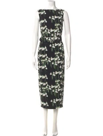 Pre-owned Bernadette Printed Long Dress In Green