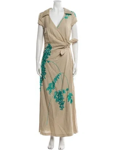 Pre-owned Bernadette Printed Long Dress In Neutral