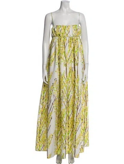 Pre-owned Bernadette Printed Long Dress In White