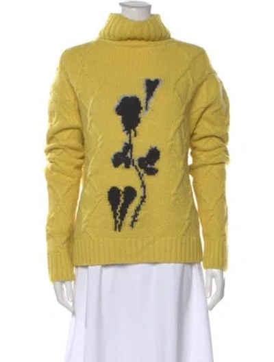 Pre-owned Bernadette Printed Turtleneck Sweater In Yellow