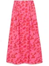 Bernadette Elle Floral-print Taffeta Maxi Skirt In Red