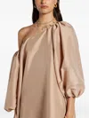 Bernadette Puff-sleeve Asymmetric-shoulder Dress In Neutral