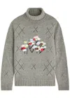 Bernadette Pull Sharon Floral-intarsia Wool-blend Jumper In Grey