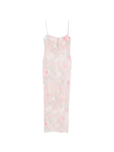 Bernadette Riri Floral-print Silk-satin Midi Dress In Pink