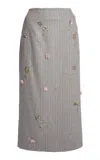 Bernadette Roxane Embroidered Midi Skirt In Stripe