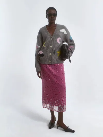 Bernadette Roxane Embroidered Skirt In Pink Stardust