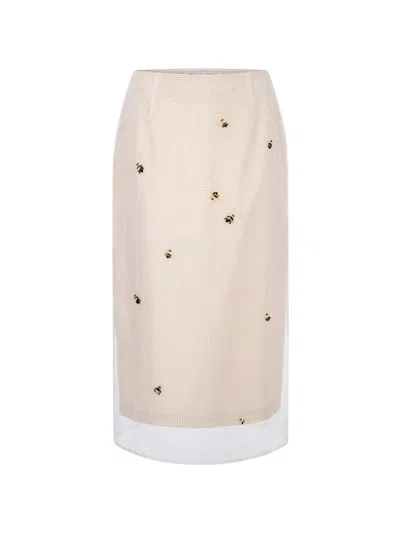 Bernadette Roxanne Bee-embroidered Mid Skirt In Neutral