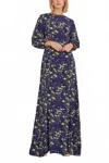 Bernadette Roxette Floral-print Silk Crepe Maxi Dress In Pencil Daisies In Blue