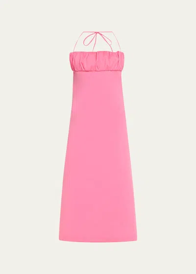 Bernadette Ruched Bust Midi Dress In Framboise Pink
