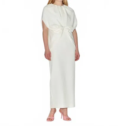 Bernadette Ruched Waist Cape Dress In Cream Ivory In White