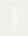 Bernadette Ruched Waist Long Cape Dress In Cream Ivory