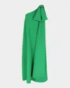 Bernadette Samuel One-shoulder Bow-embellished Crepe Gown In Emerald Green