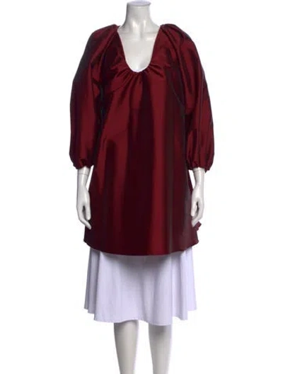 Pre-owned Bernadette Scoop Neck Three-quarter Sleeve Tunic In Red