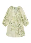 Bernadette Short Dress Georgette Linen Mini Dress In Multi Print