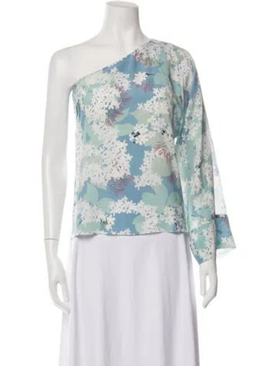 Pre-owned Bernadette Silk Floral Print Top W/ Tags In Green