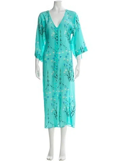 Pre-owned Bernadette Silk Long Dress In Blue