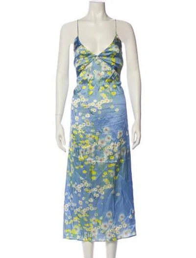 Pre-owned Bernadette Silk Long Dress In Blue