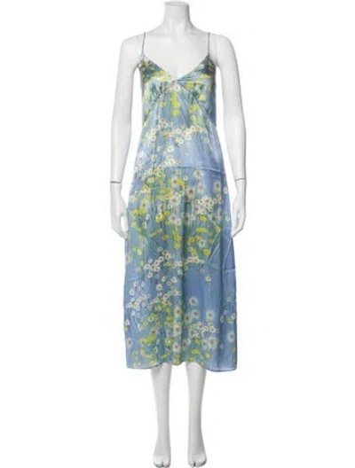Pre-owned Bernadette Silk Long Dress In Blue