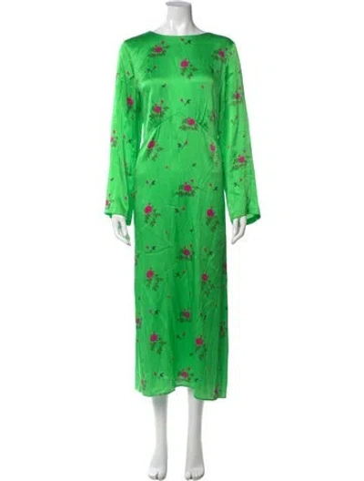 Pre-owned Bernadette Silk Long Dress In Green
