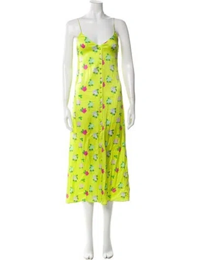 Pre-owned Bernadette Silk Long Dress In Green