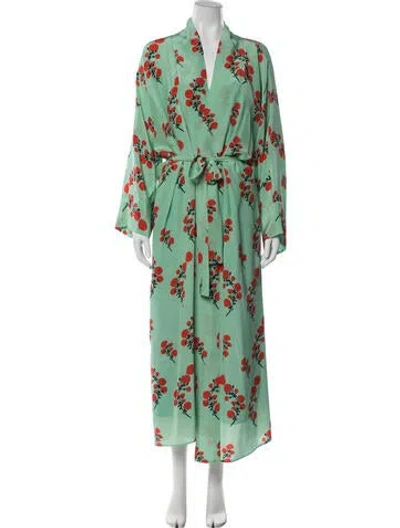 Pre-owned Bernadette Silk Long Dress In Green