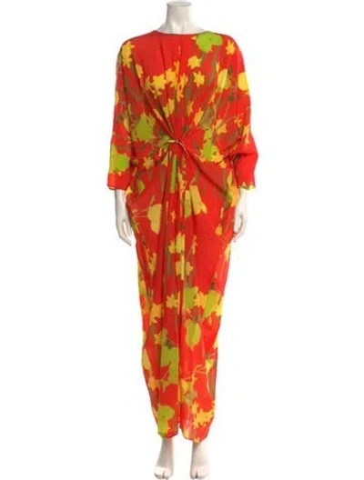 Pre-owned Bernadette Silk Long Dress In Orange