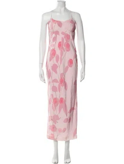 Pre-owned Bernadette Silk Long Dress In Pink