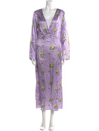 Pre-owned Bernadette Silk Long Dress In Purple