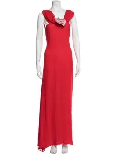 Pre-owned Bernadette Silk Long Dress In Red
