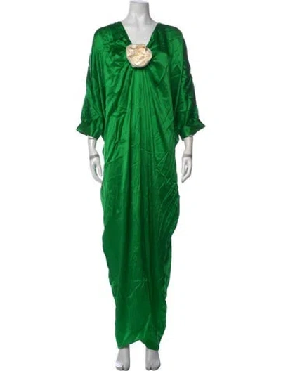 Pre-owned Bernadette Silk Long Dress W/ Tags In Green