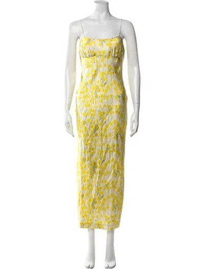 Pre-owned Bernadette Silk Long Dress W/ Tags In Yellow