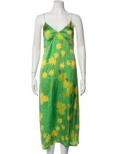 Pre-owned Bernadette Silk Midi Length Dress In Green
