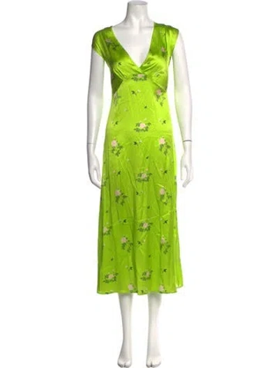 Pre-owned Bernadette Silk Midi Length Dress In Green