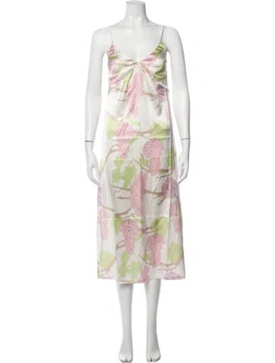 Pre-owned Bernadette Silk Midi Length Dress W/ Tags In White