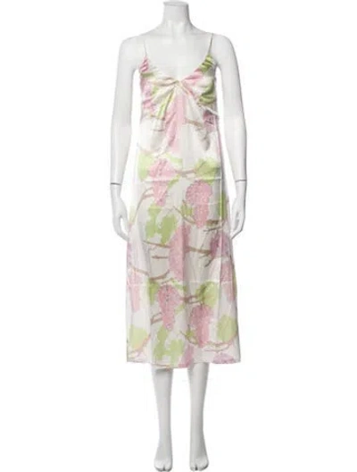 Pre-owned Bernadette Silk Midi Length Dress W/ Tags In White