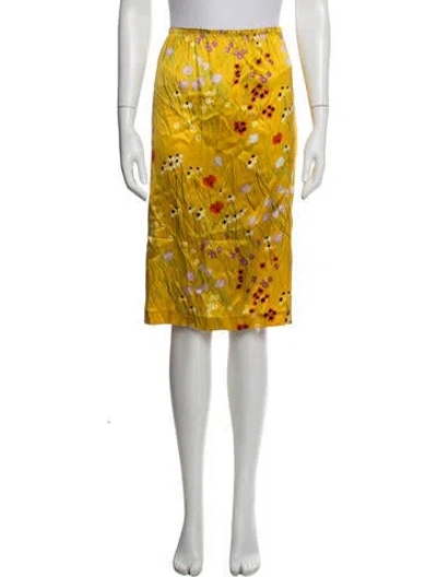 Pre-owned Bernadette Silk Midi Length Skirt In Yellow