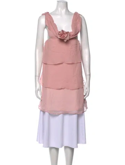 Pre-owned Bernadette Silk V-neck Blouse W/ Tags In Pink