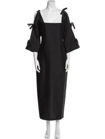 Pre-owned Bernadette Square Neckline Long Dress In Black