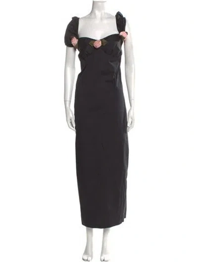 Pre-owned Bernadette Square Neckline Long Dress In Black