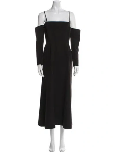Pre-owned Bernadette Square Neckline Long Dress In Black