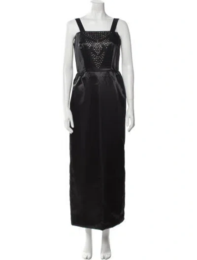 Pre-owned Bernadette Square Neckline Long Dress In Black