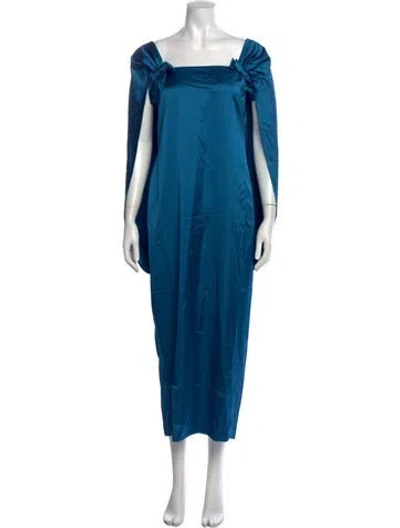 Pre-owned Bernadette Square Neckline Long Dress In Blue